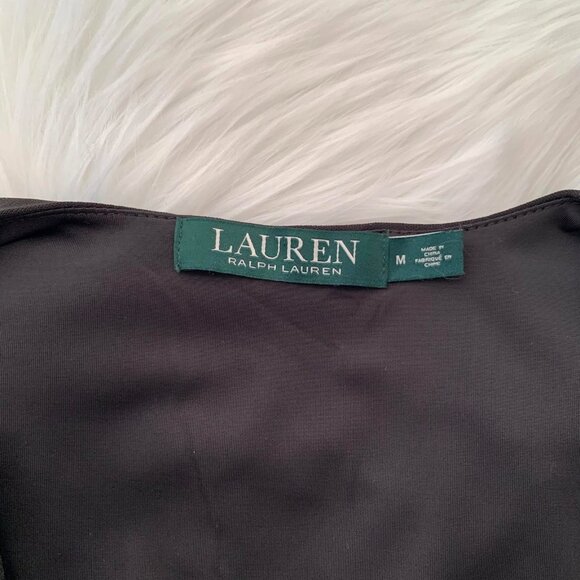 Lauren Ralph Lauren - Black faux wrap stretch top, M - Picture 5 of 6